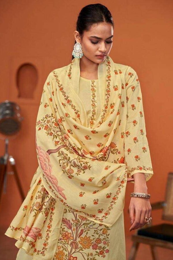 Designer Organdi Digital Print Suit with Hand Embellishmen